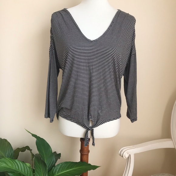 Anthropologie Bordeaux Hadley Tied Striped Top - Picture 4 of 6